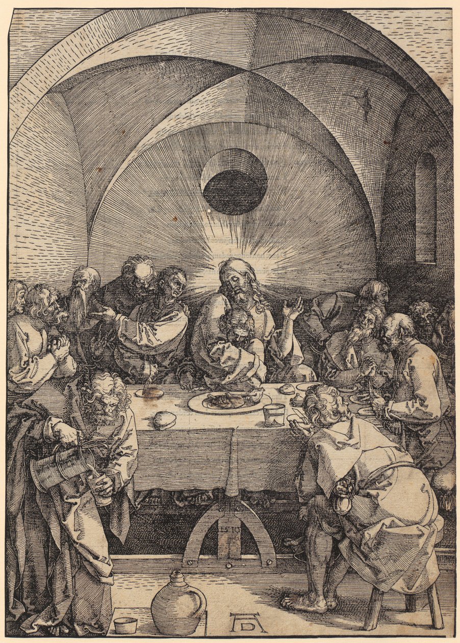 Het Laatste Avondmaal, blad 2 van de serie "De Grote Passie" door Albrecht Dürer