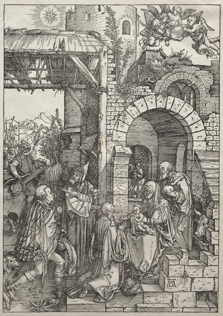 Leven van de Maagd: Aanbidding der Wijzen, 1504-1505 door Albrecht Dürer