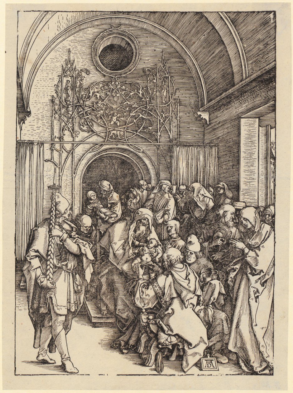 Maria op de maansikkel, blad 1 van de serie „Het leven van Maria” door Albrecht Dürer