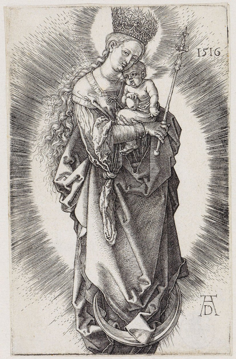 Maria met scepter en sterrenkroon door Albrecht Dürer