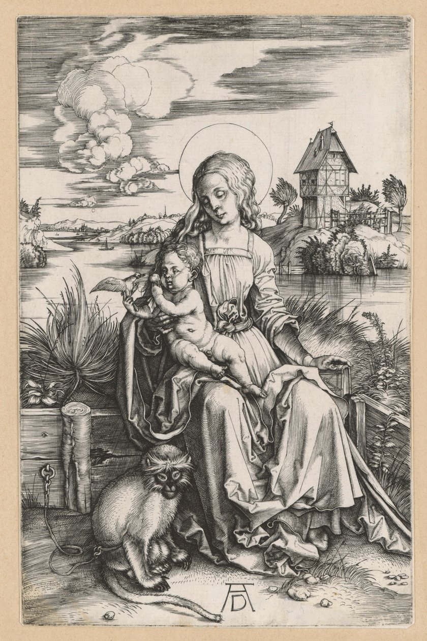 Maria met het Kind en de meerkat door Albrecht Dürer