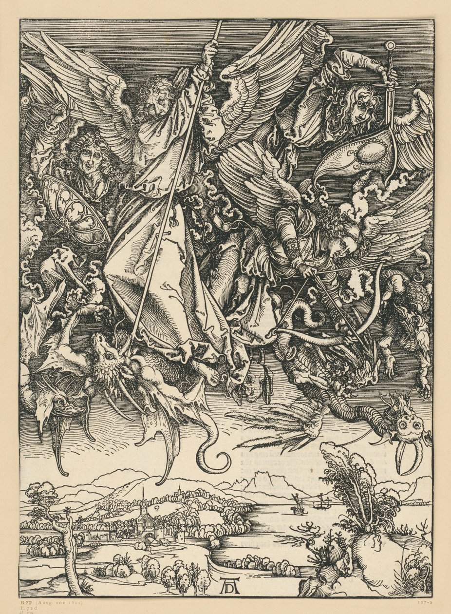 Michaëls strijd met de draak (Apocalyps) door Albrecht Dürer
