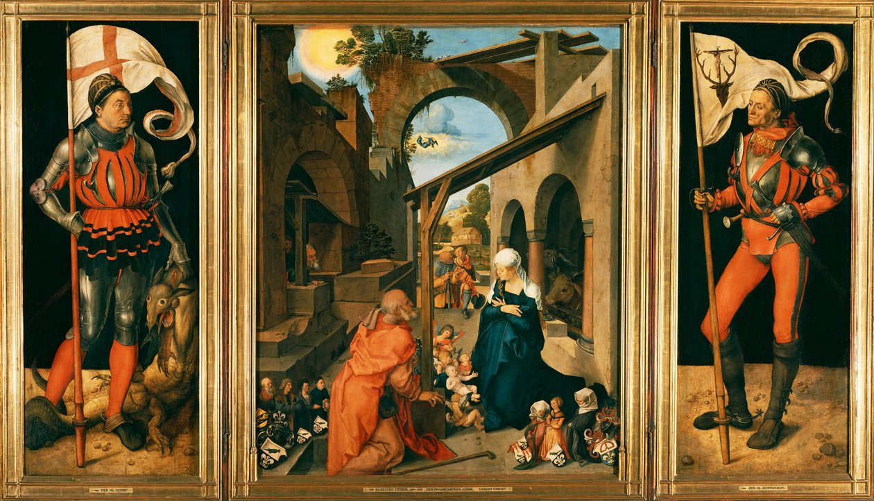 Paumgartner-altaar: Lukas Paumgartner als de heilige Eustachius door Albrecht Dürer