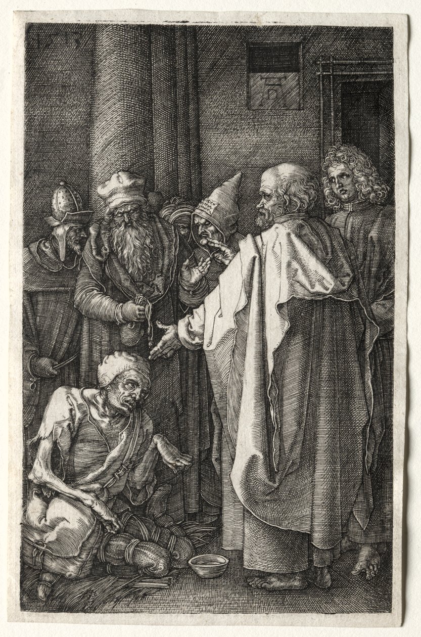 Petrus en Johannes Genezen de Kreupele bij de Tempelpoort door Albrecht Dürer
