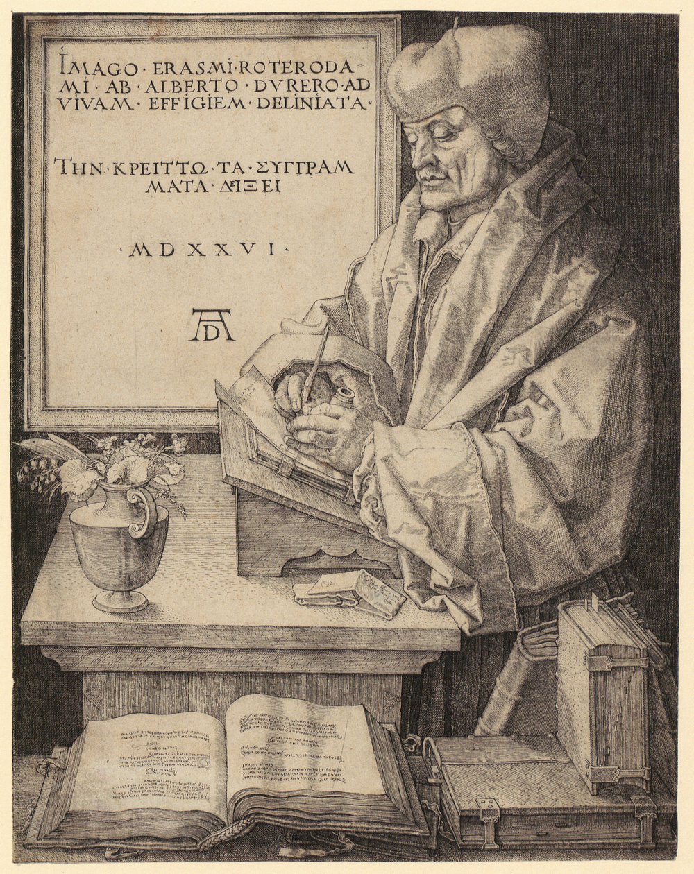 Portret van Erasmus van Rotterdam door Albrecht Dürer