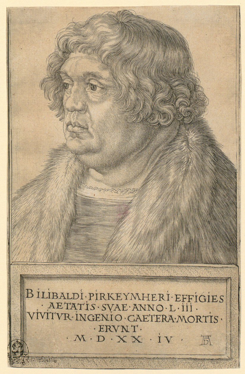 Portret van Willibald Pirckheimer door Albrecht Dürer