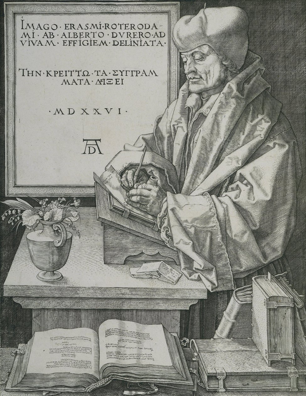 Portret van Erasmus door Albrecht Dürer