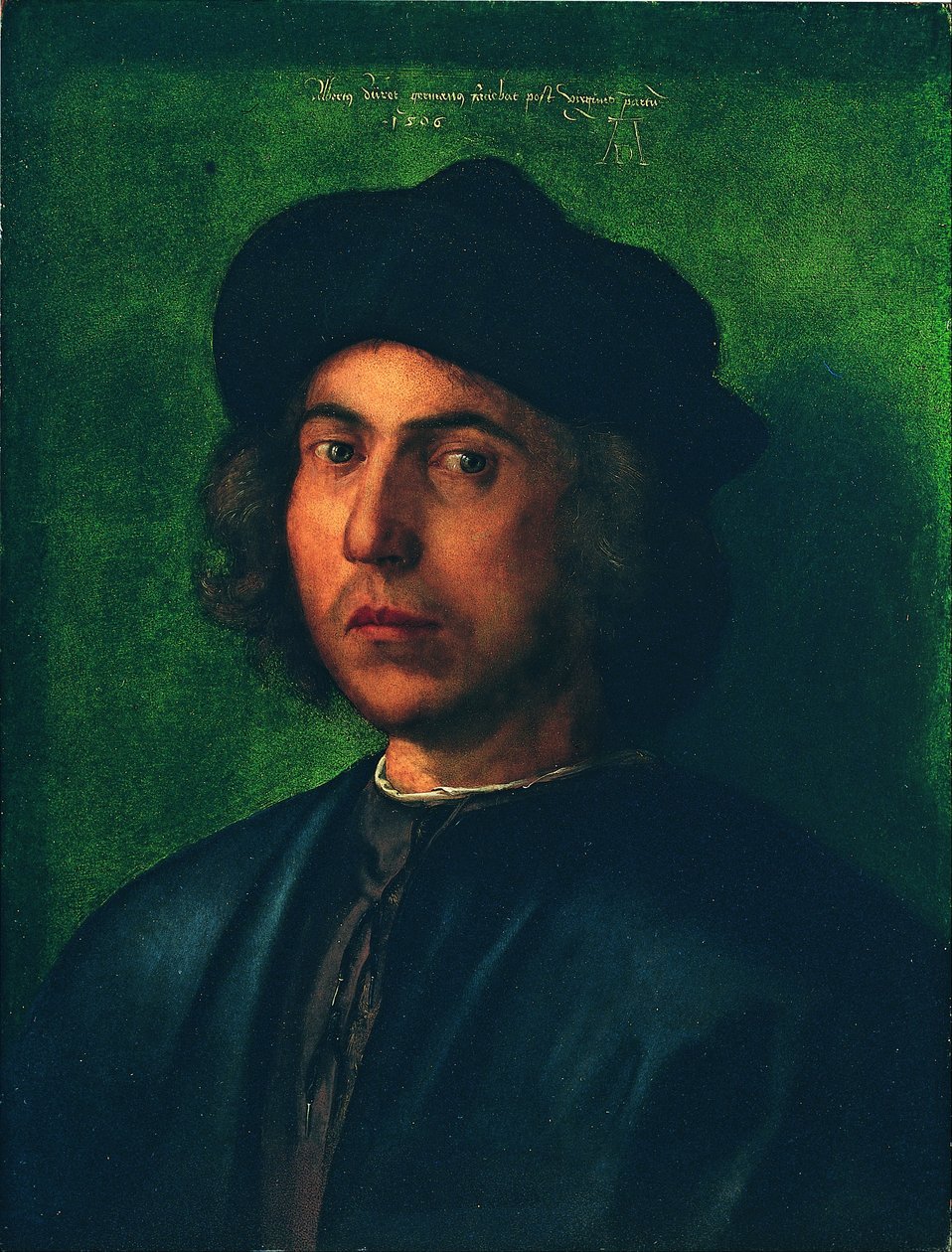 Portret van een jonge man
















 tegen een groene achtergrond door Albrecht Dürer