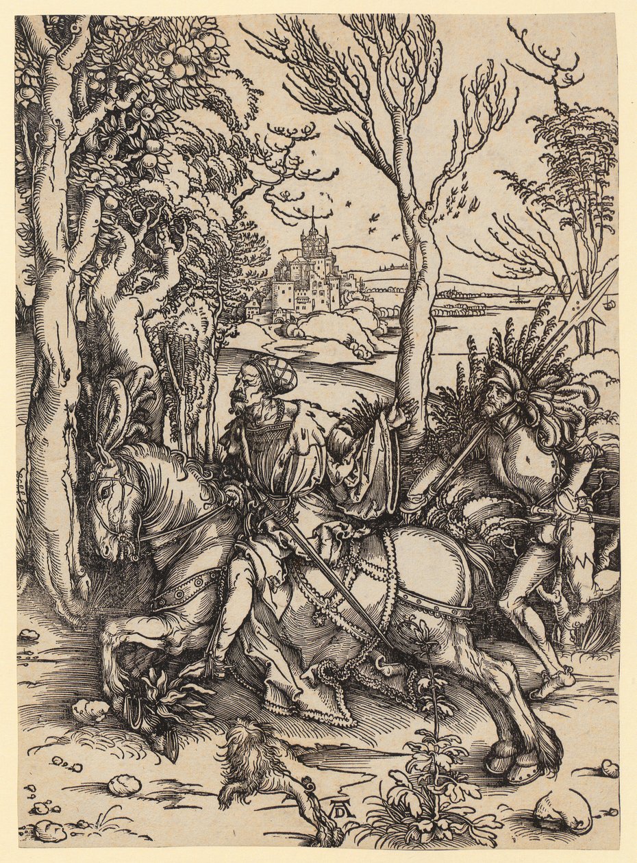 Ruiter en landsknecht door Albrecht Dürer