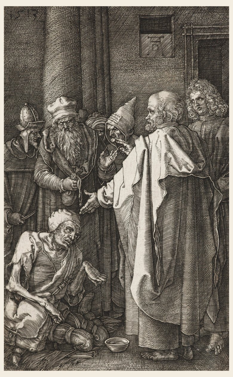 S. Petrus en S. Johannes genezen de lamme bij de poort van de tempel door Albrecht Dürer