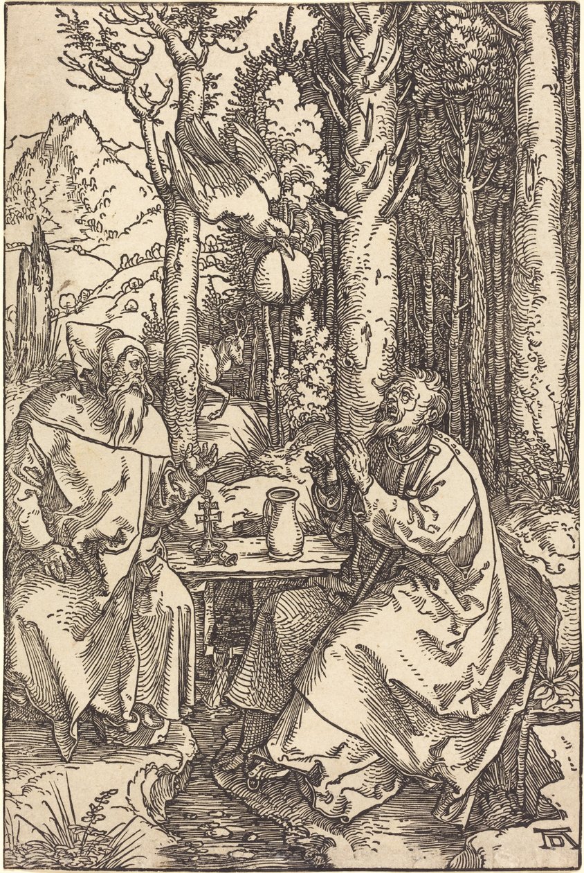 Sint Antonius en Sint Paulus in de Wildernis door Albrecht Dürer
