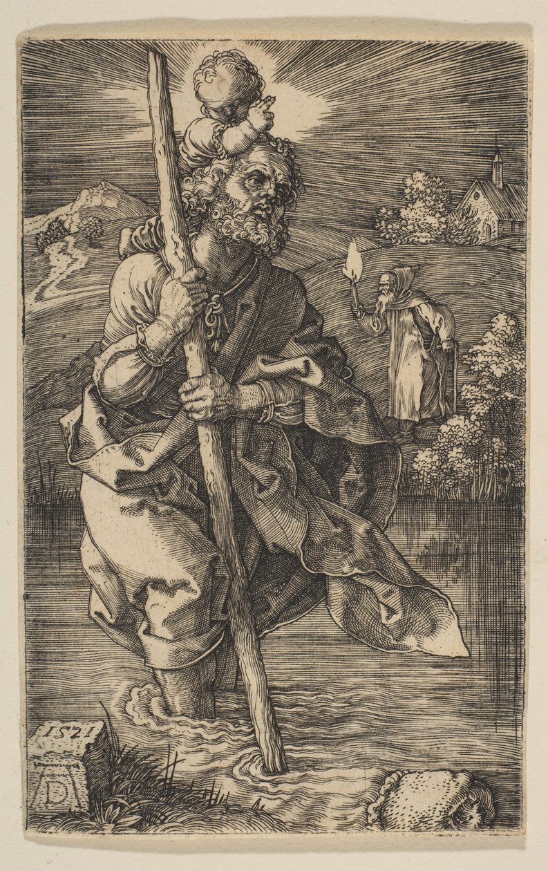Sint-Christoffel, naar rechts kijkend door Albrecht Dürer