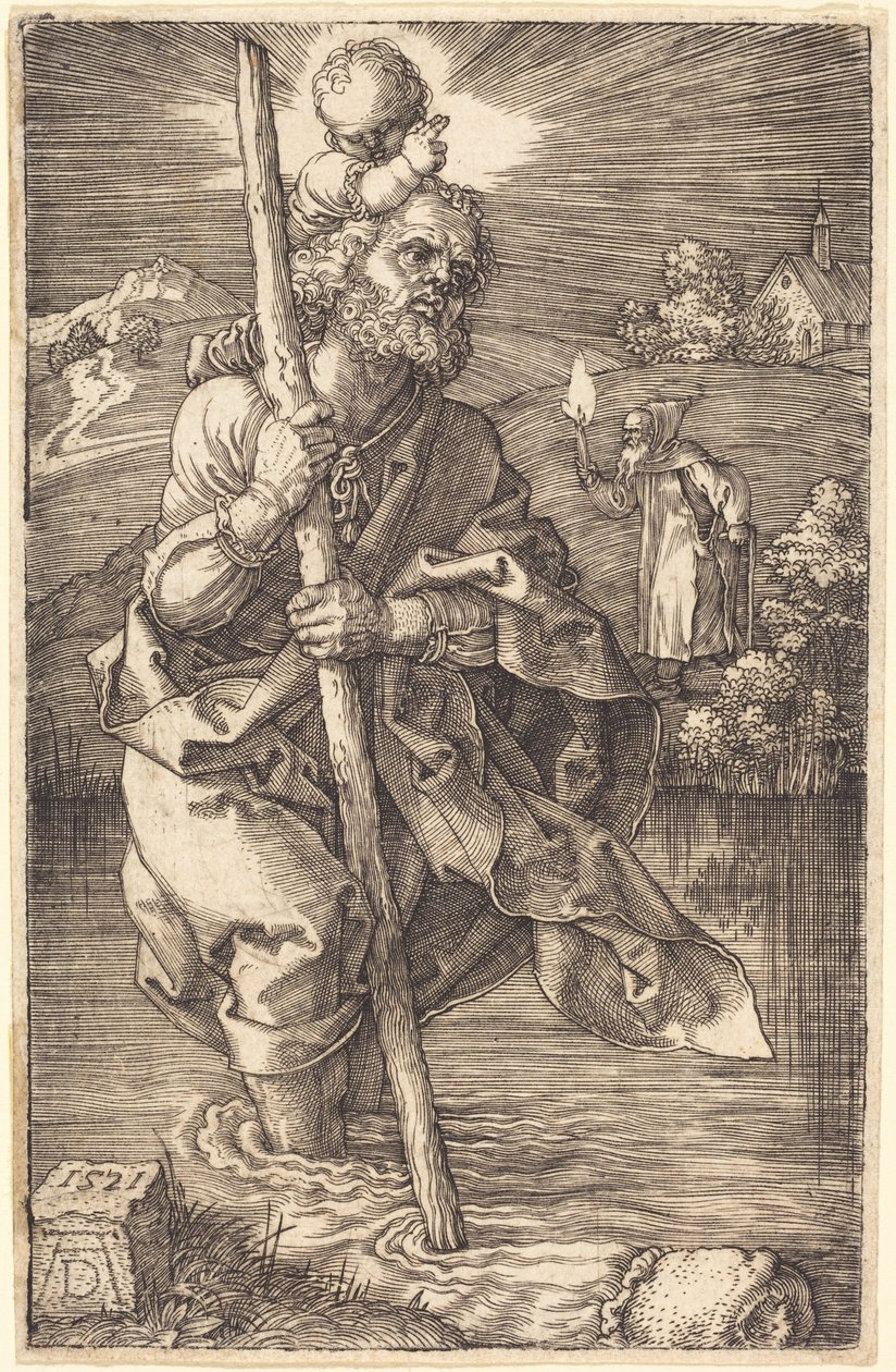 Sint-Christoffel, naar rechts kijkend door Albrecht Dürer