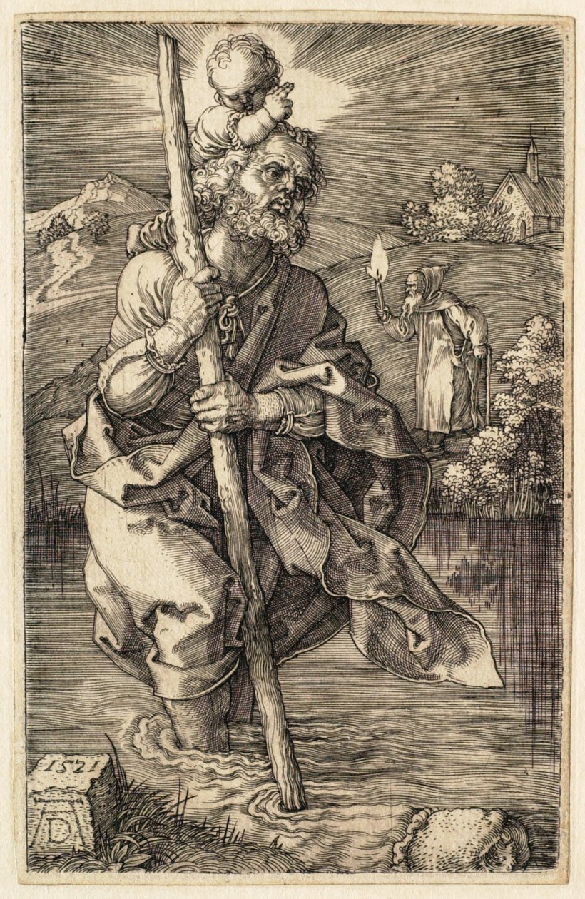 Sint-Christoffel naar rechts gewend door Albrecht Dürer