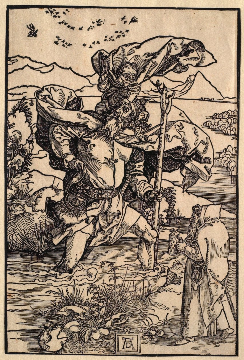 Sint-Christoffel met de vlucht van vogels door Albrecht Dürer