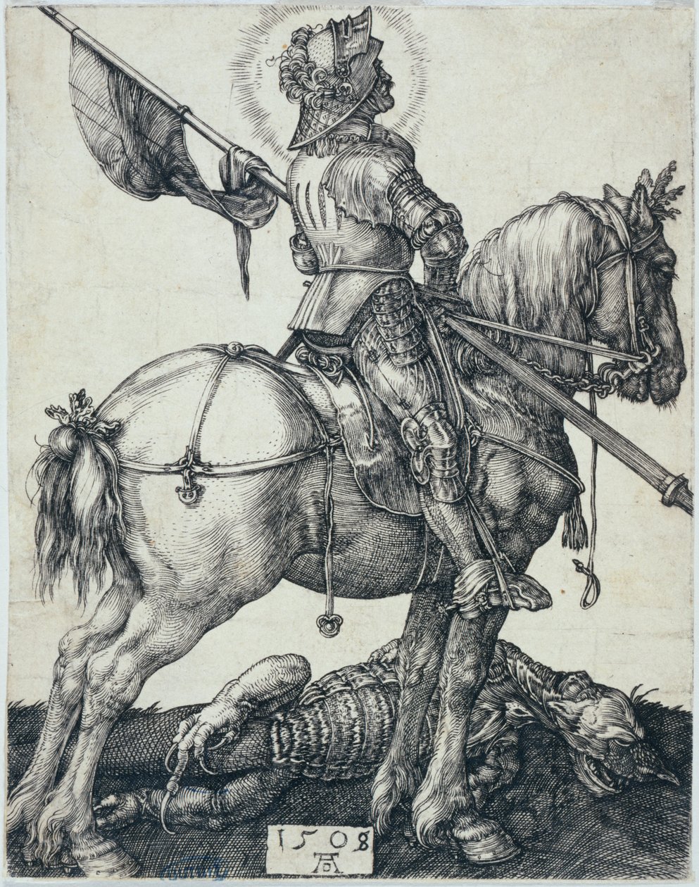 Sint-Joris te paard (Bartsch 54) door Albrecht Dürer
