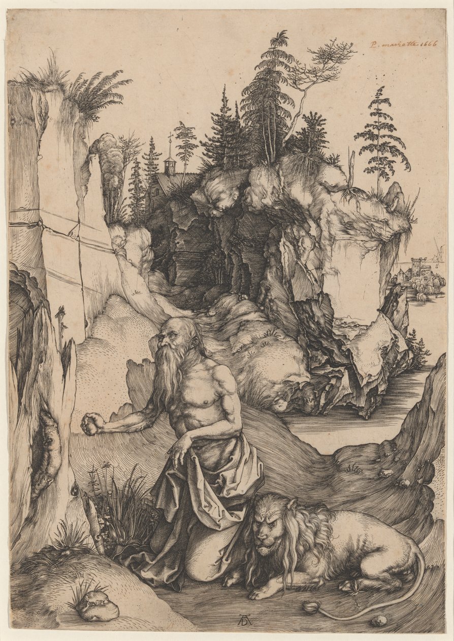 St. Hiëronymus Boetvaardig in de Wildernis door Albrecht Dürer