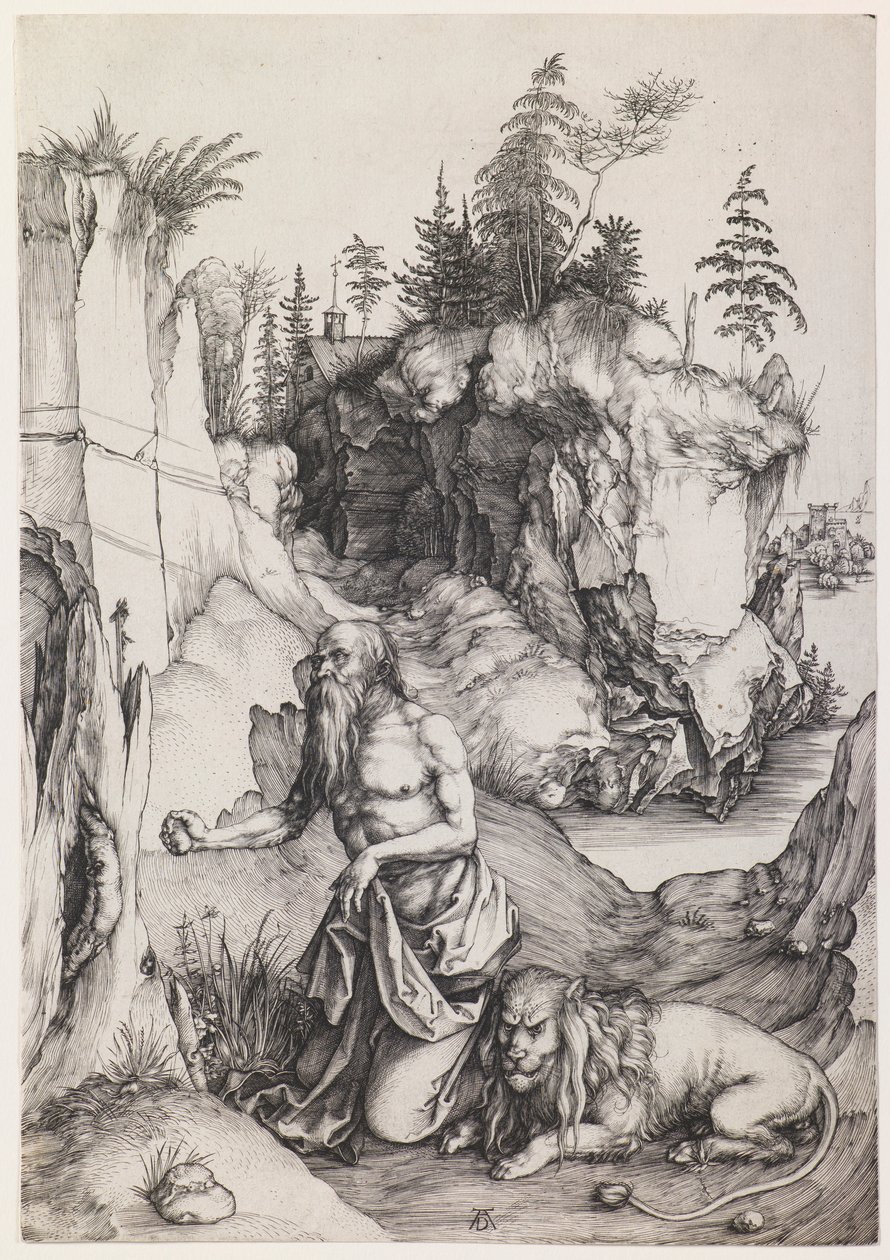 De boetvaardige Sint-Hiëronymus in de wildernis door Albrecht Dürer