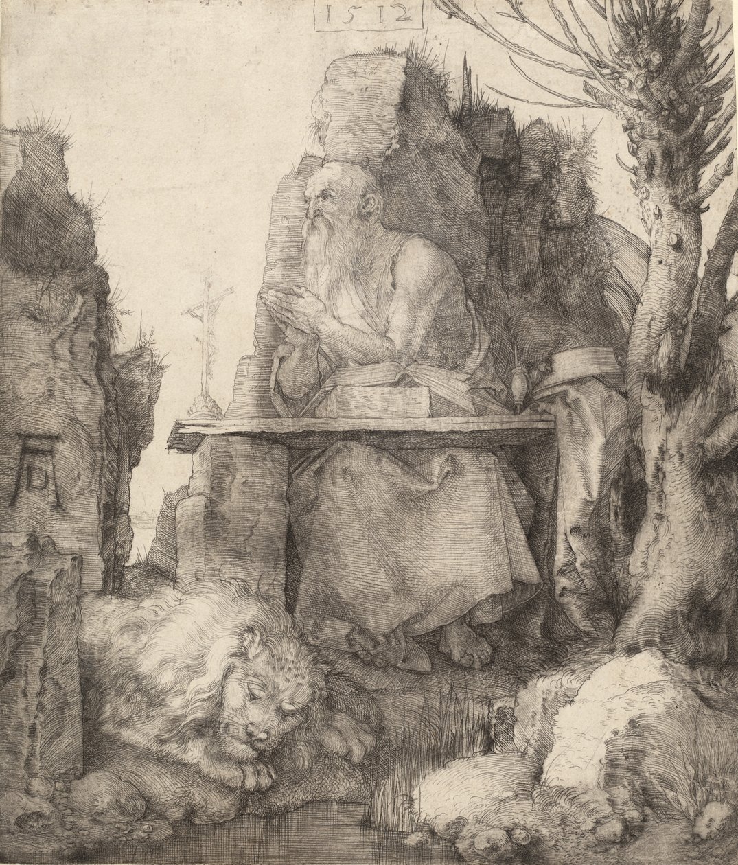 Heilige Hiëronymus bij de knotwilg, 1512 door Albrecht Dürer