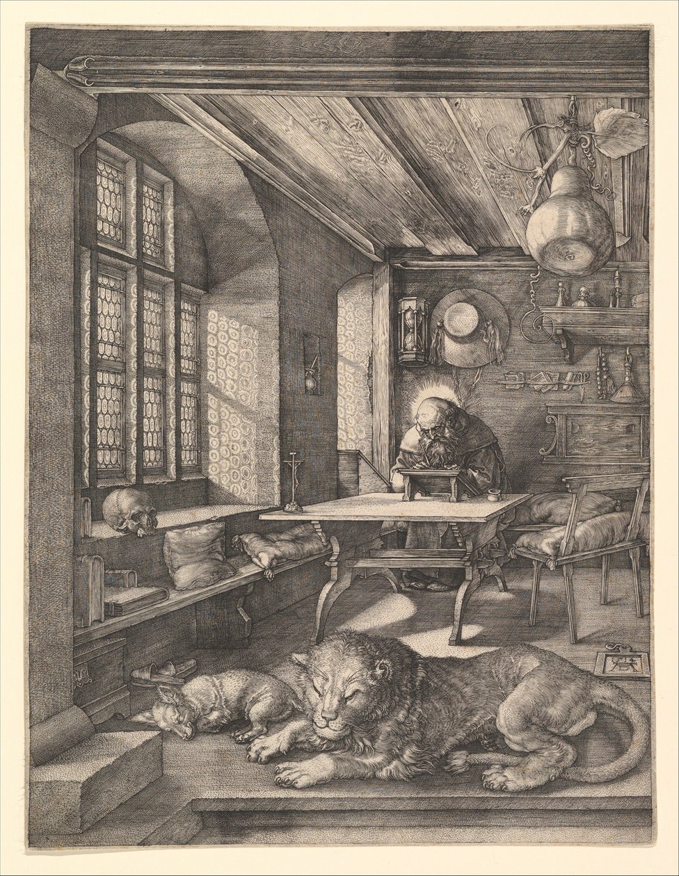 De heilige Hiëronymus in zijn studeerkamer door Albrecht Dürer