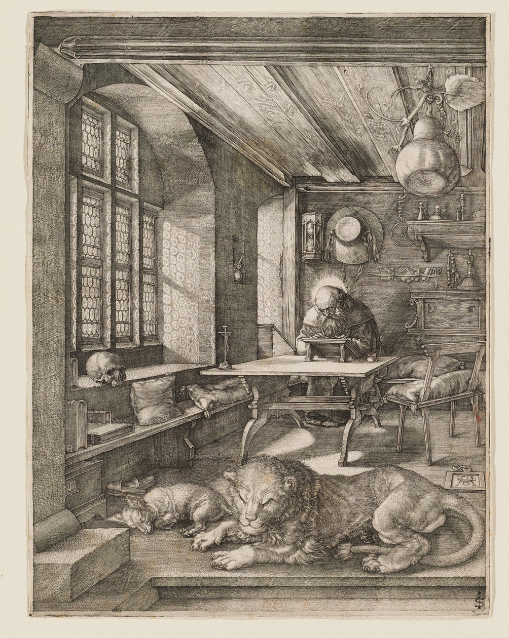 De heilige Hiëronymus in zijn studeervertrek door Albrecht Dürer