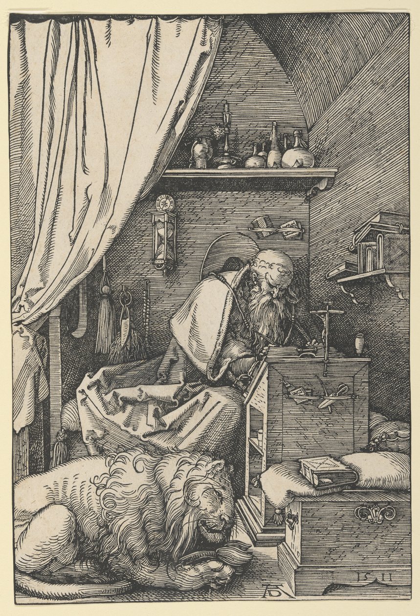 De heilige Hiëronymus in zijn cel door Albrecht Dürer