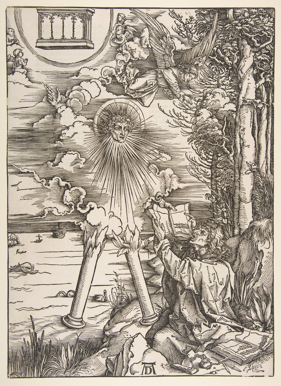 De heilige Johannes verslindt het boek, uit "De Apocalyps" door Albrecht Dürer