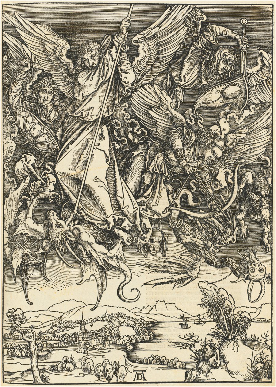 De heilige Michaël vecht met de draak door Albrecht Dürer