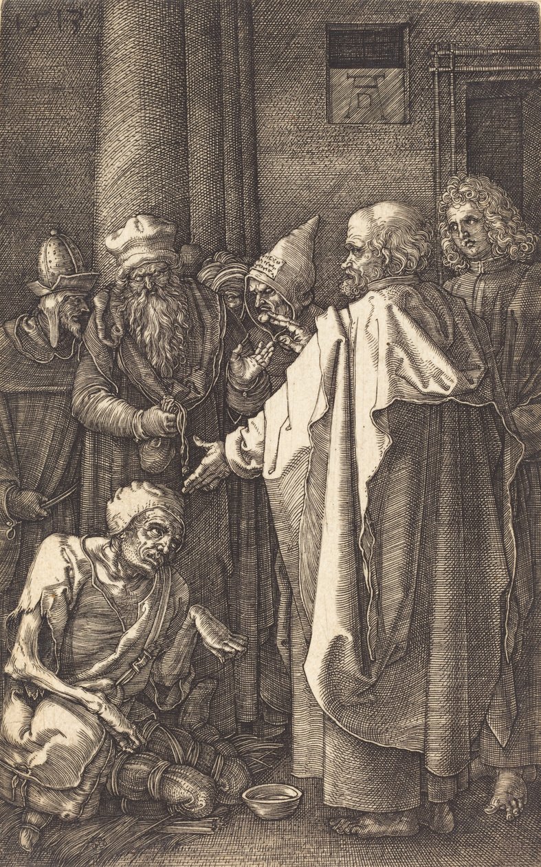 Sint Petrus en Sint Johannes Genezen een Kreupele bij de Poort van de Tempel door Albrecht Dürer