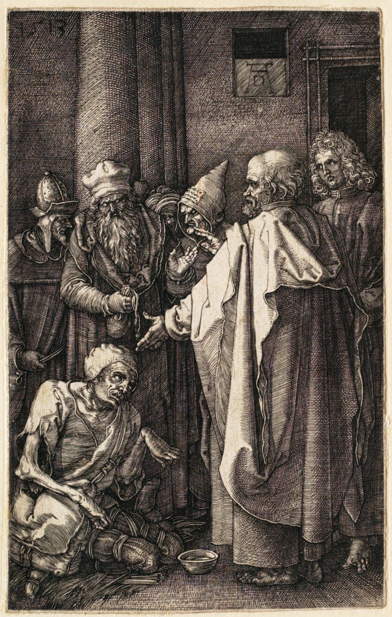 Sint-Petrus en Sint-Jan bij de poort van de tempel door Albrecht Dürer