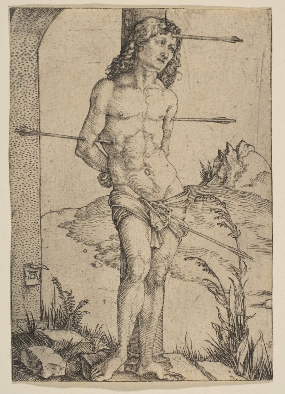De heilige Sebastiaan aan de zuil gebonden door Albrecht Dürer