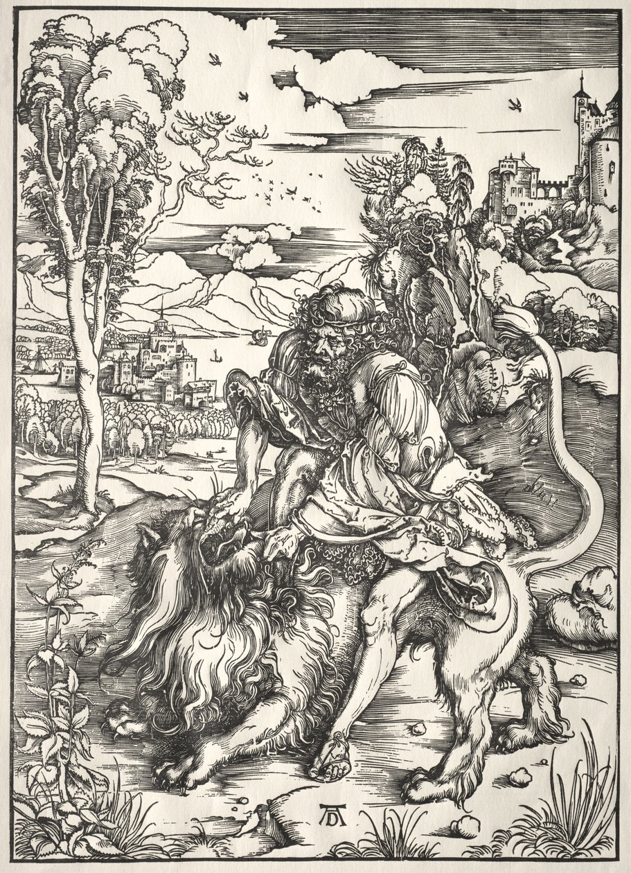 Samson en de leeuw door Albrecht Dürer