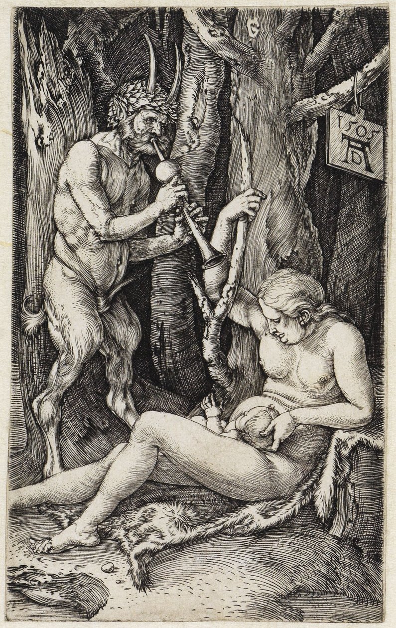 Sater en nimf (De saterfamilie) door Albrecht Dürer