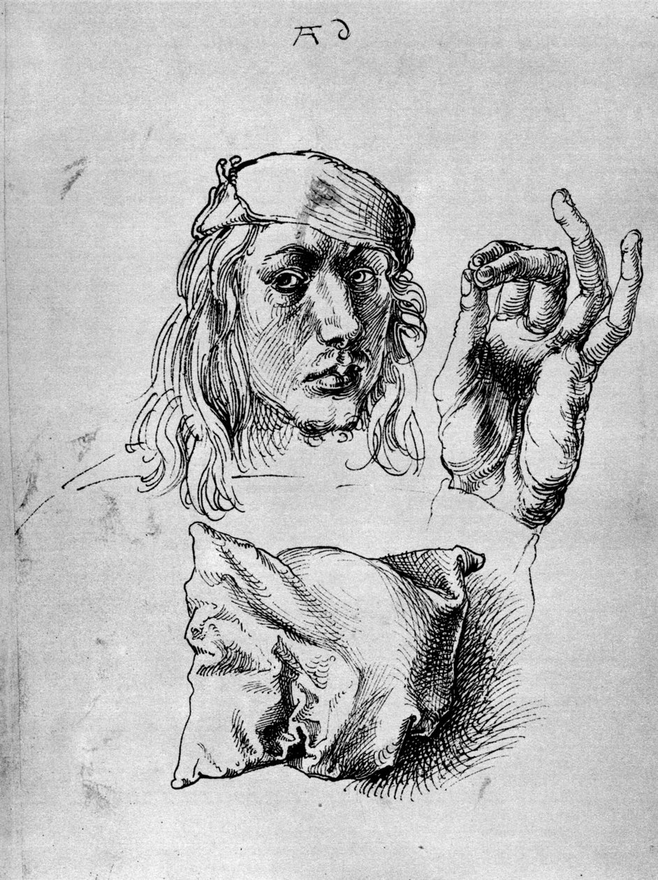 Zelfportret met een kussen, 1493, 1936 door Albrecht Dürer