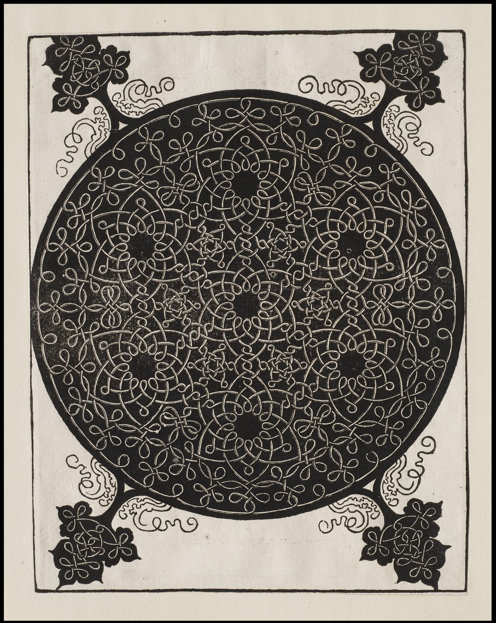 Zesde Knoop, 7 kleine systemen van knopen met zwarte centra, ca. 1506 door Albrecht Dürer