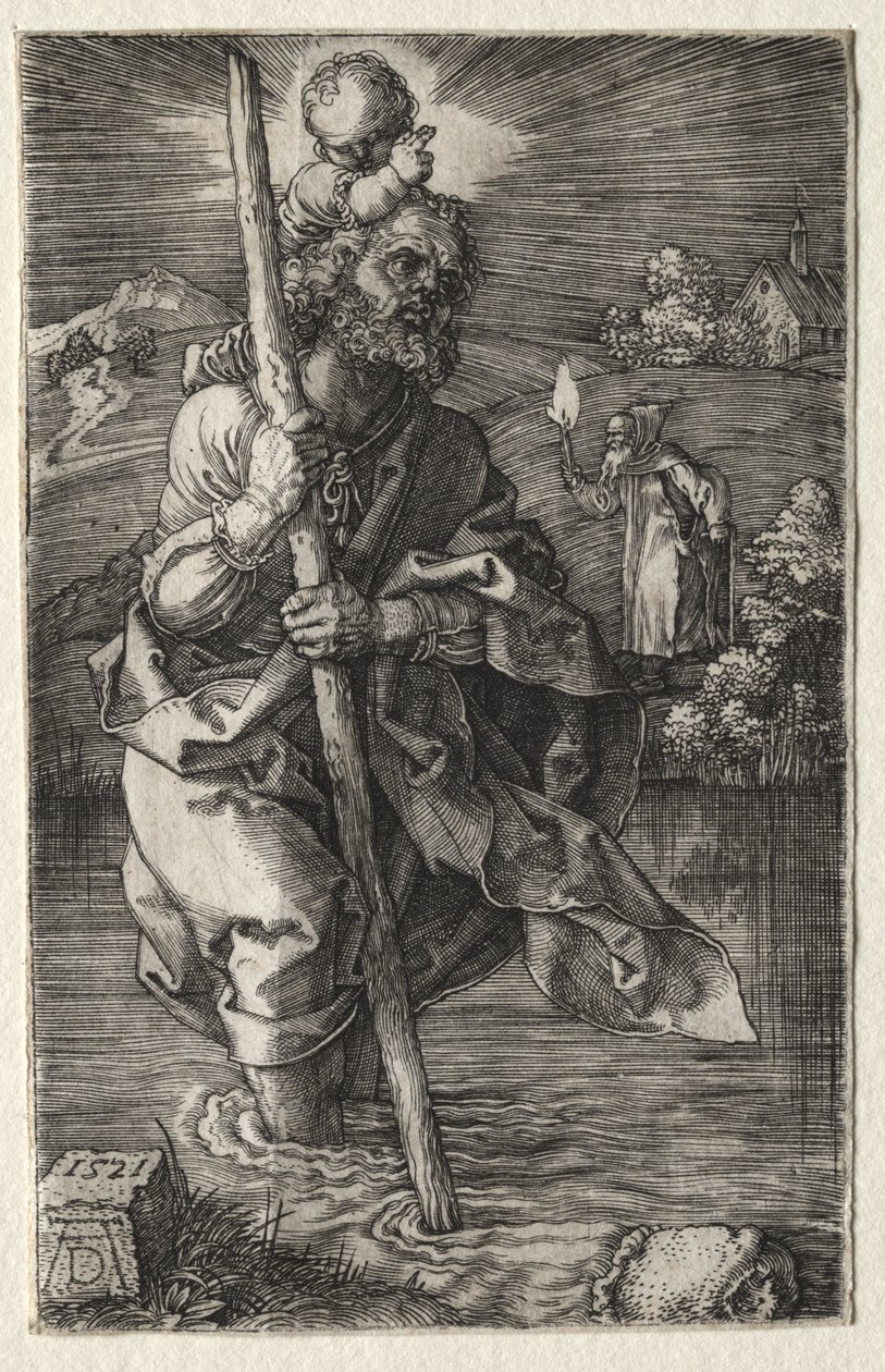 Sint-Christoffel, naar rechts kijkend door Albrecht Dürer