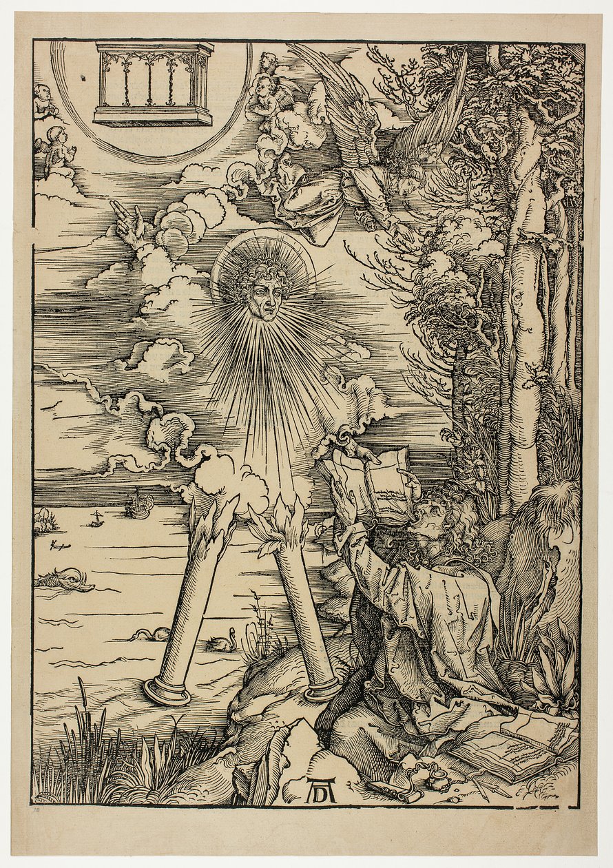 St. Jan die het boek verslindt, uit De Apocalyps door Albrecht Dürer
