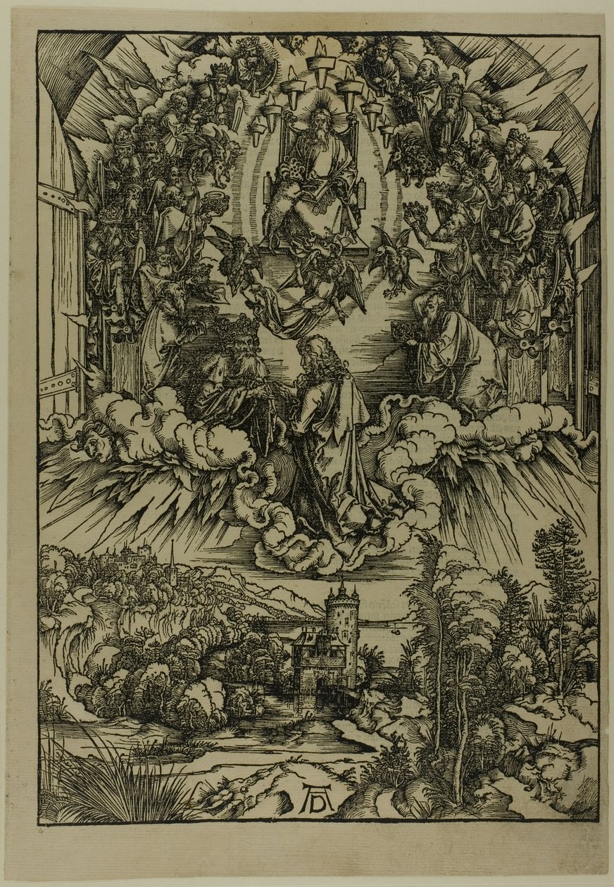 St. Johannes voor God en de Ouderen, uit De Apocalyps door Albrecht Dürer