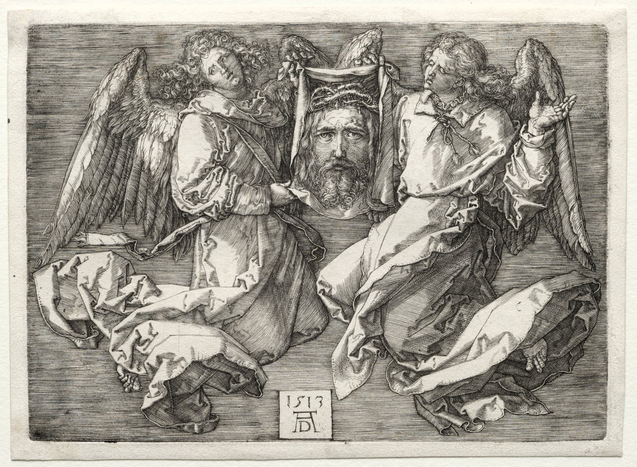 Sudarium getoond door twee engelen door Albrecht Dürer