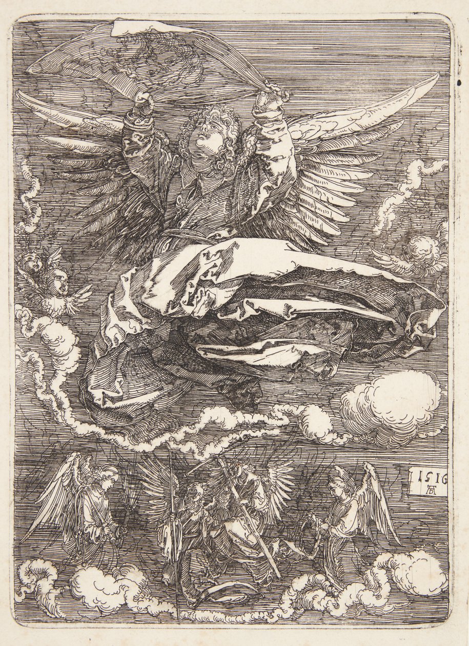 Sudarium uitgespreid door een engel door Albrecht Dürer