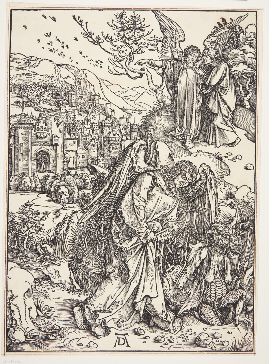 De engel toont St. Johannes het Nieuwe Jeruzalem door Albrecht Dürer