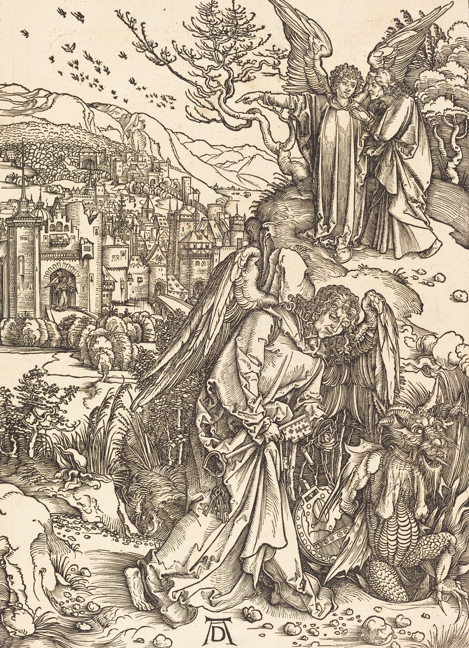 De Engel met de Sleutel tot de Bodemloze Put door Albrecht Dürer