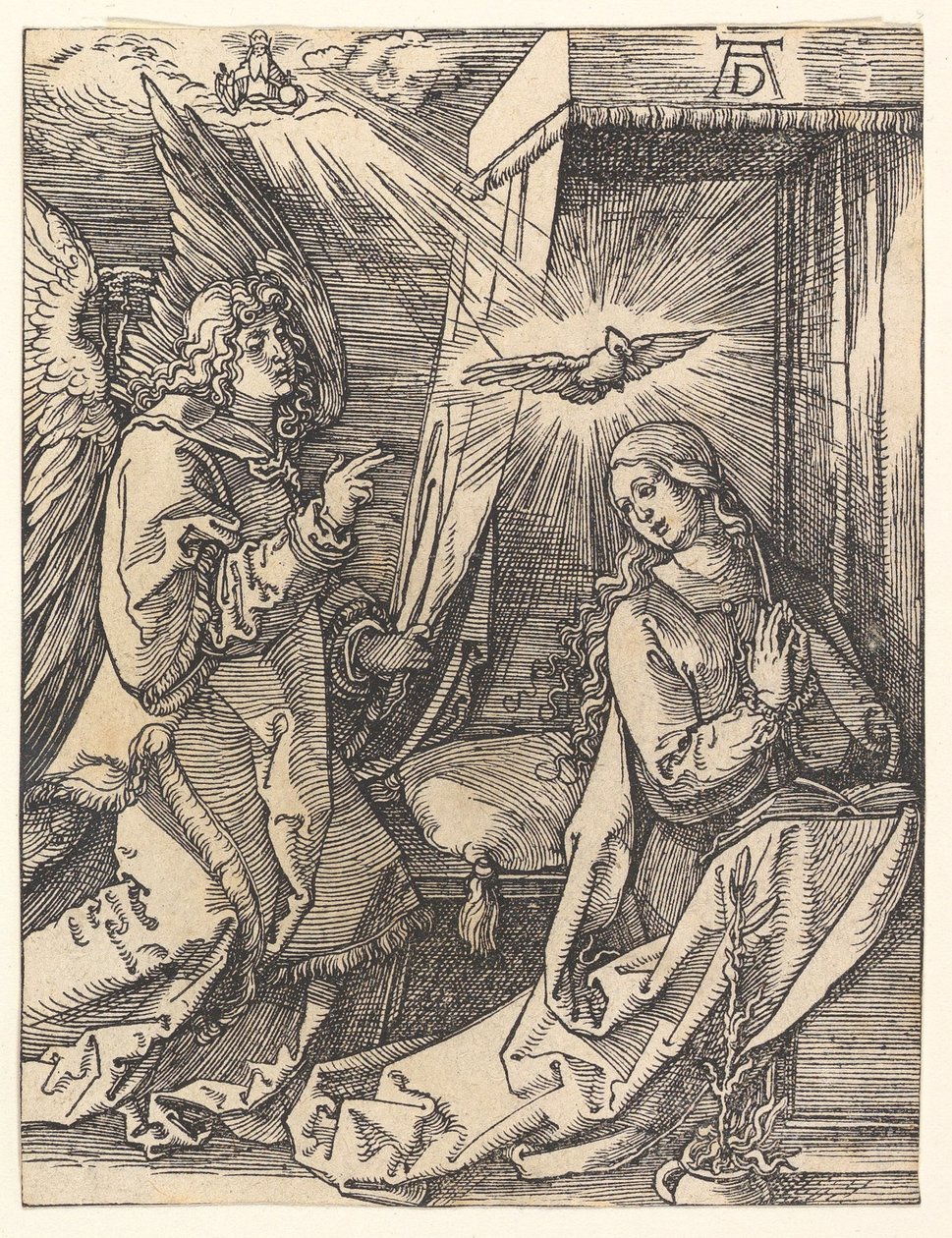 De annunciatie, uit "De kleine passie" door Albrecht Dürer