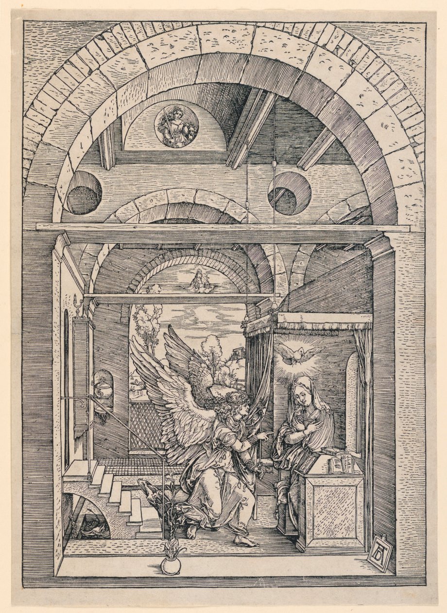 De Annunciatie, uit de serie Het Leven van de Maagd door Albrecht Dürer