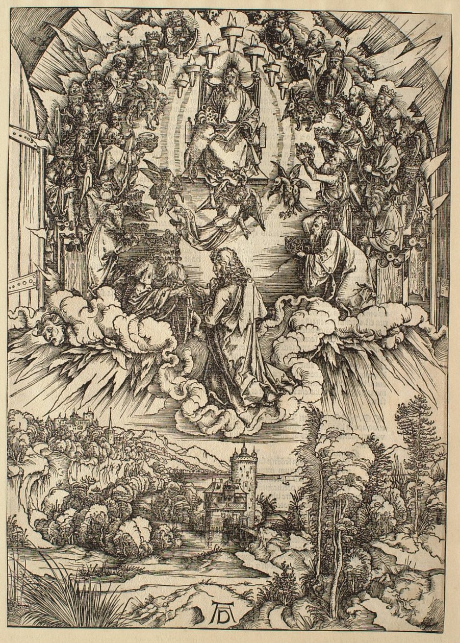 De Apocalyps: de heilige Johannes voor God en de Oudsten door Albrecht Dürer