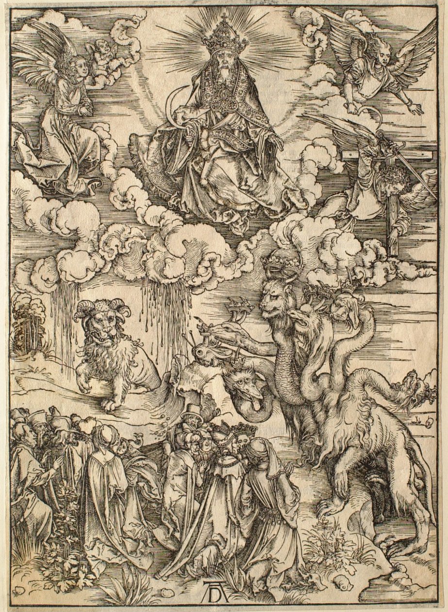 De Apocalyps: het beest met twee hoorns als een lam door Albrecht Dürer