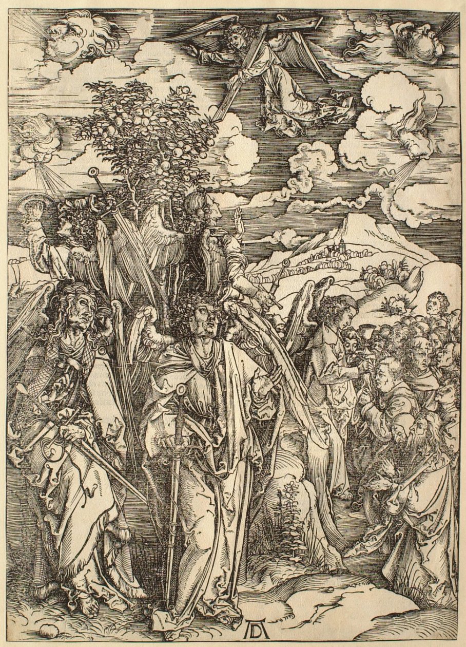 De Apocalyps: de vier engelen die de winden tegenhouden door Albrecht Dürer