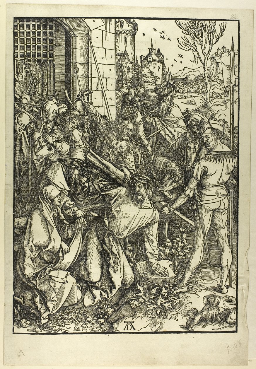 Het dragen van het kruis, uit De Grote Passie door Albrecht Dürer