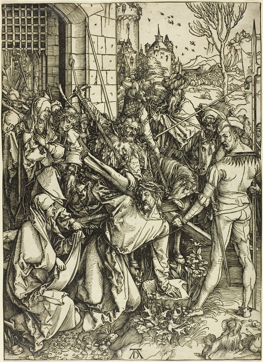 Het dragen van het kruis, uit De Grote Passie door Albrecht Dürer