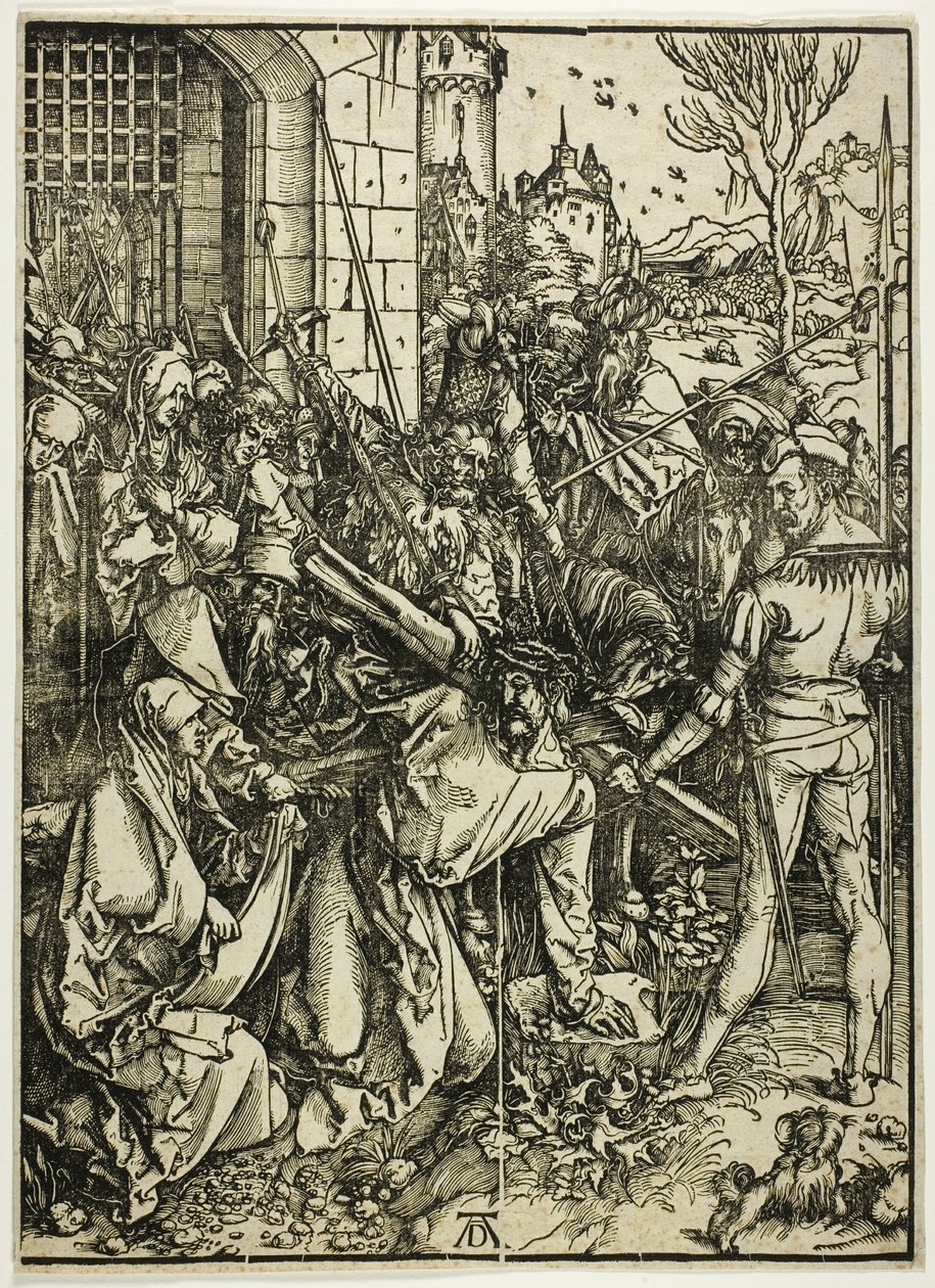 Het dragen van het kruis, uit De Grote Passie door Albrecht Dürer